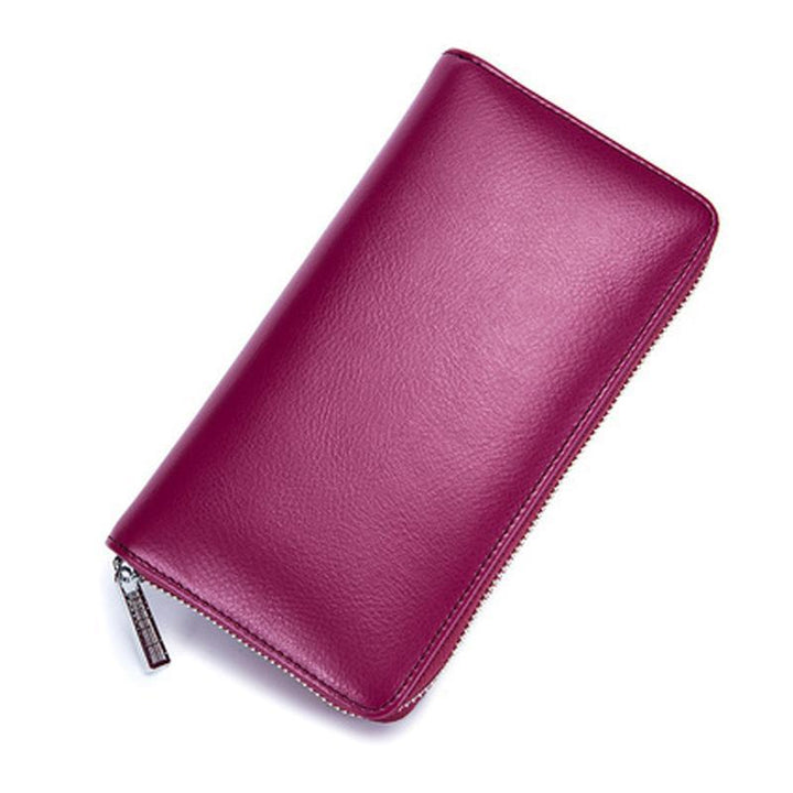 Dametaske RFID-pung, flerfarvet læder, beskytter kort med stil, elegant og praktisk design.