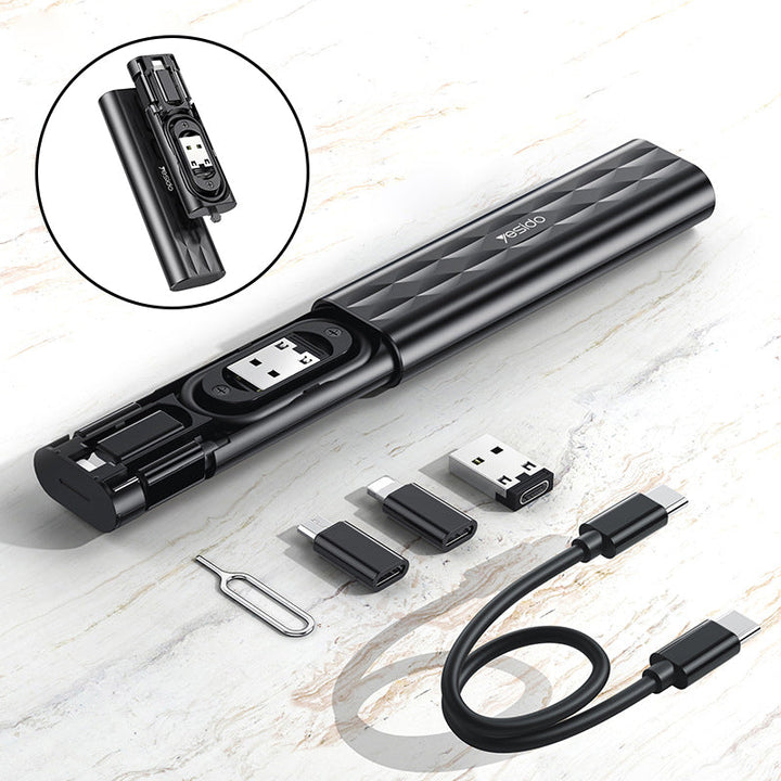 Multifunktionel USB-kabelboks, hvid, flere porte, hurtig opladning, til hjemmebrug, pladsbesparende, opladningsenhed