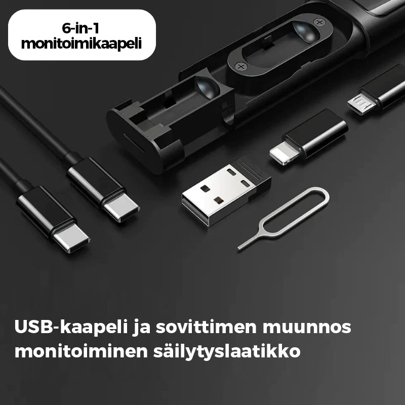 Multifunktionel USB-kabelboks, hvid, flere porte, hurtig opladning, til hjemmebrug, pladsbesparende, opladningsenhed