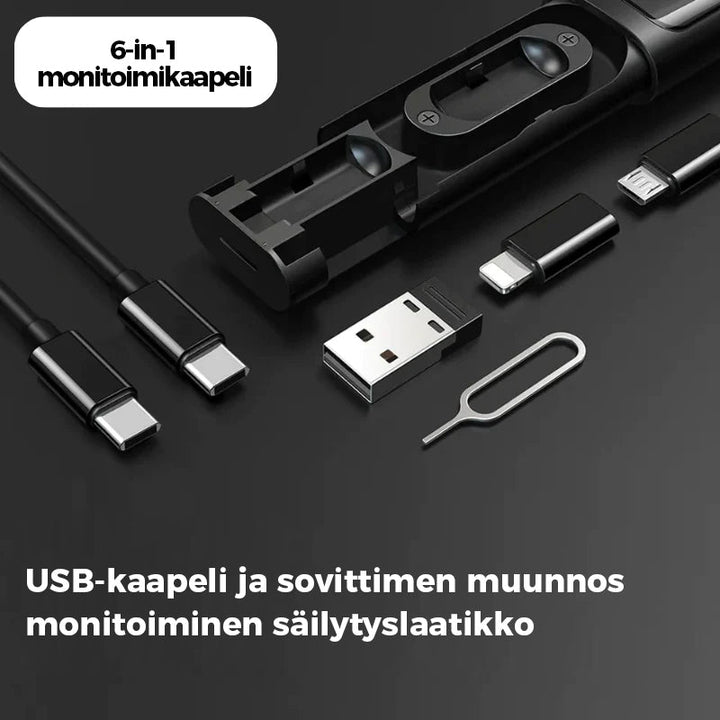 Multifunktionel USB-kabelboks, hvid, flere porte, hurtig opladning, til hjemmebrug, pladsbesparende, opladningsenhed