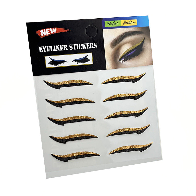 Monikäyttöinen glitter eyeliner ja ripsetarrasarja naisille, sisältää 4 paria värikkäitä ja helposti asennettavia tarroja.