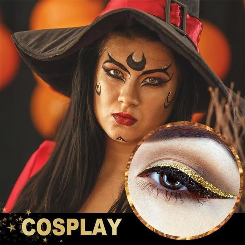 Monikäyttöinen glitter eyeliner ja ripsetarrasarja naisille, sisältää 4 paria värikkäitä ja helposti asennettavia tarroja.