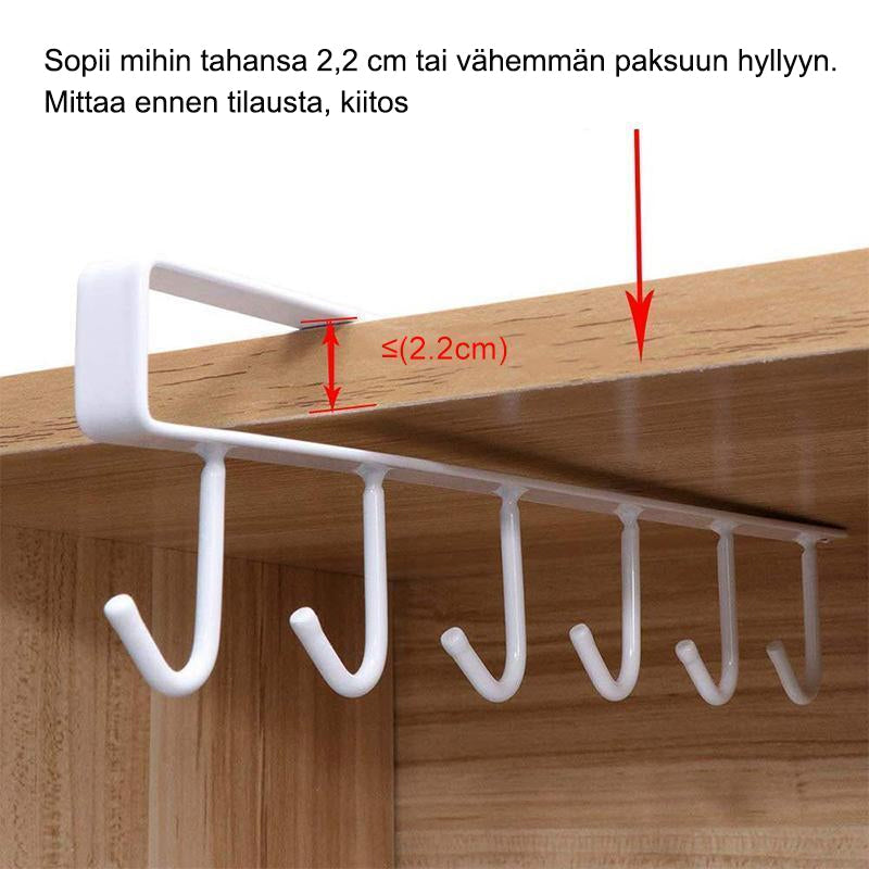 Alsidig opbevaring til ophæng under skab, ståldholder, til 6 køkkenredskaber, moderne design, sort