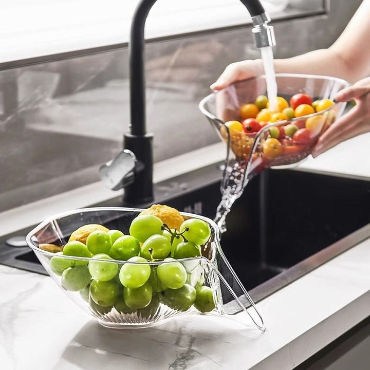 Alsidig køkkenafløbskurv, grå eller gennemsigtig, stilfuldt og holdbart design. Praktisk som salatskål.