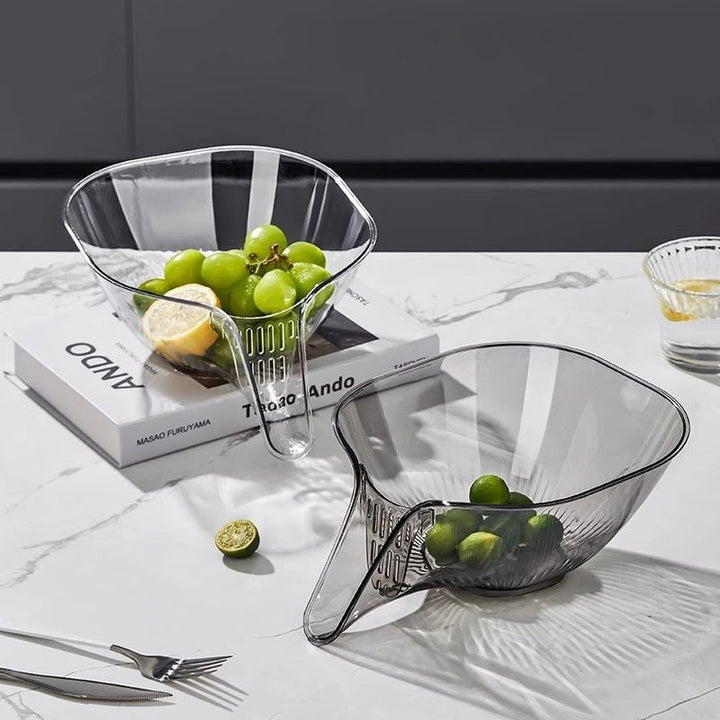Alsidig køkkenafløbskurv, grå eller gennemsigtig, stilfuldt og holdbart design. Praktisk som salatskål.