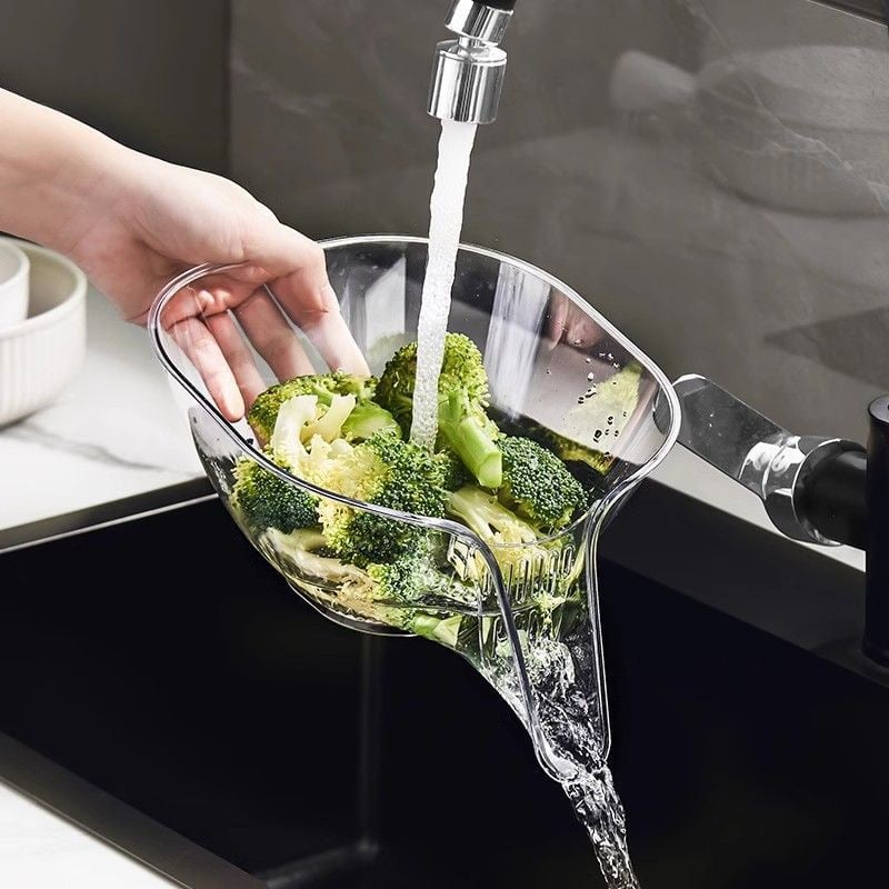 Alsidig køkkenafløbskurv, grå eller gennemsigtig, stilfuldt og holdbart design. Praktisk som salatskål.