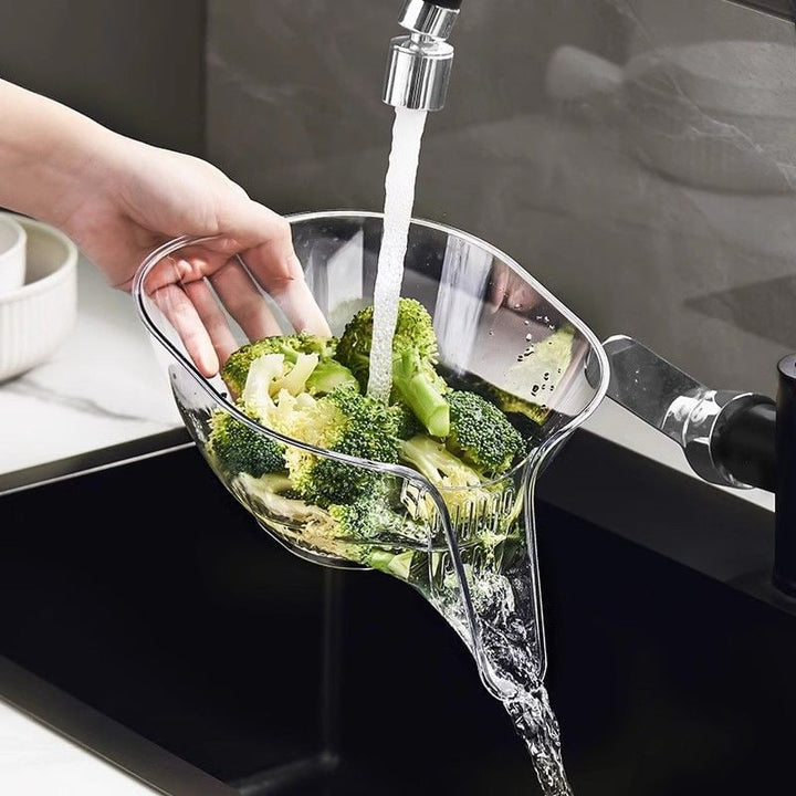 Alsidig køkkenafløbskurv, grå eller gennemsigtig, stilfuldt og holdbart design. Praktisk som salatskål.