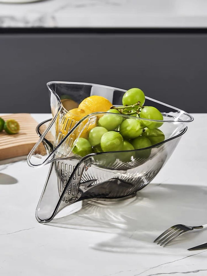 Alsidig køkkenafløbskurv, grå eller gennemsigtig, stilfuldt og holdbart design. Praktisk som salatskål.