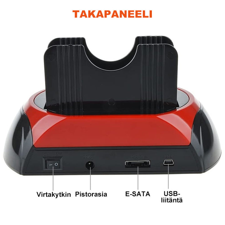 Multifunktionel harddiskadapter med plads til to drev, kompatibel med smart home-systemer