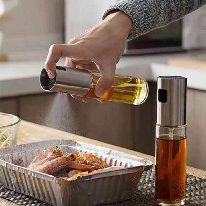 Multifunktionel olie dispenser til køkkenet, glas, nem påfyldning; velegnet til olivenolie og eddike. Sund madlavning.