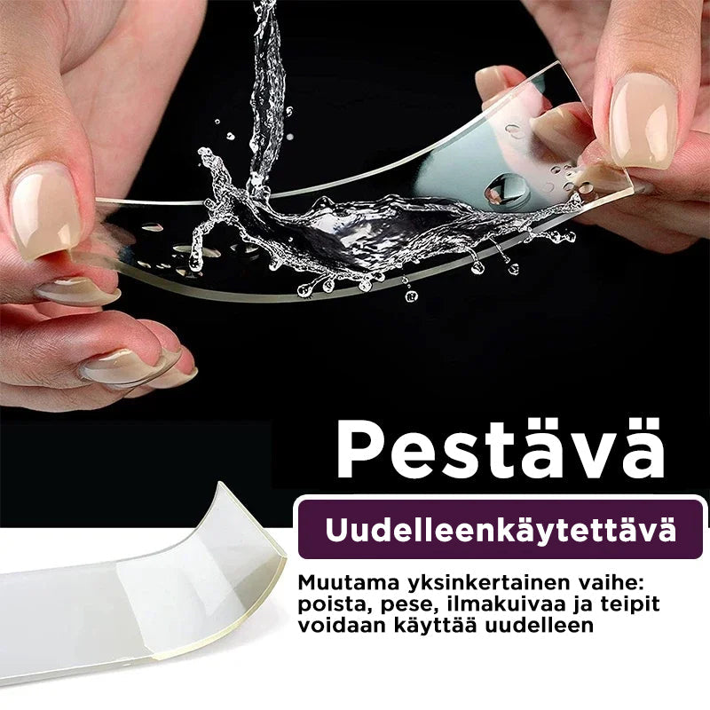 Alsidig gennemsigtig dobbeltsidet tape, til glatte overflader, vaskbar og formbar, 45mm x 15mm PVC.