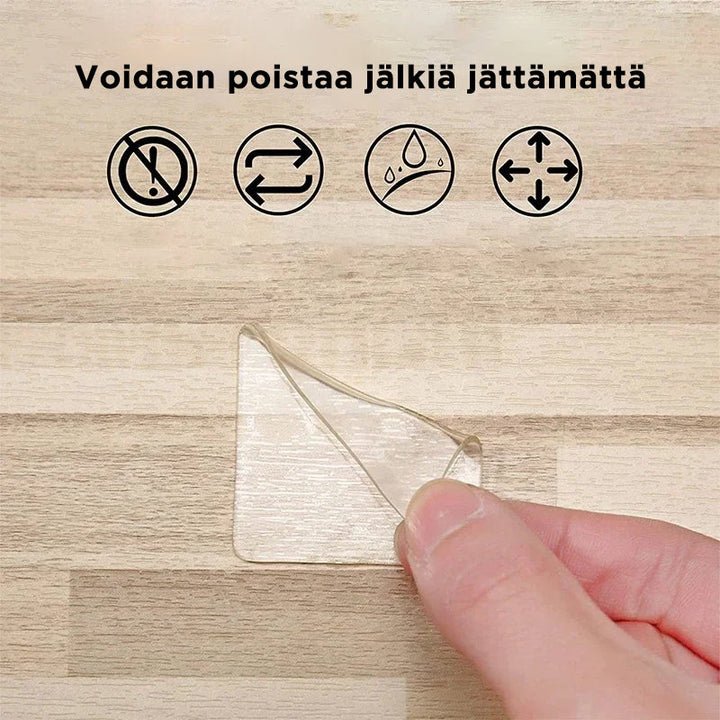 Alsidig gennemsigtig dobbeltsidet tape, til glatte overflader, vaskbar og formbar, 45mm x 15mm PVC.