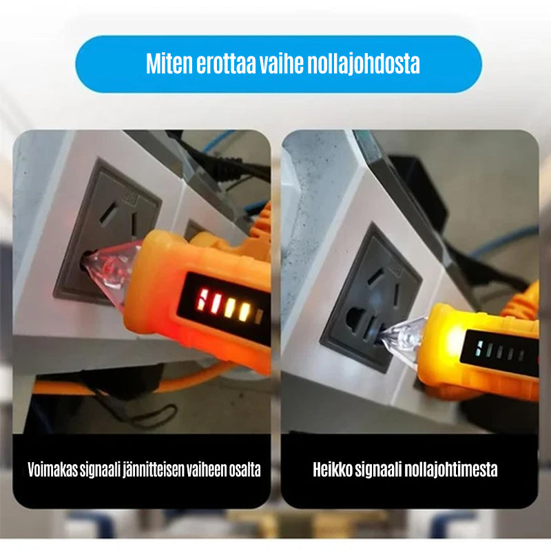 Alsidig smart spændingstester med LED-lys, håndværktøj, AC 12-1000V, sikkerhedsfunktioner fremhævet, bilindustri