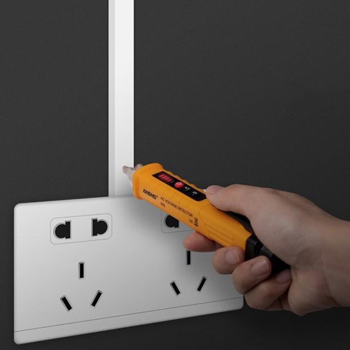 Alsidig smart spændingstester med LED-lys, håndværktøj, AC 12-1000V, sikkerhedsfunktioner fremhævet, bilindustri