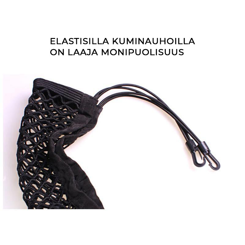 Monikäyttöinen auton istuimen säilytysverkko, joka auttaa pitämään auton järjestyksessä ja estää lemmikkejä siirtymästä eteenpäin.