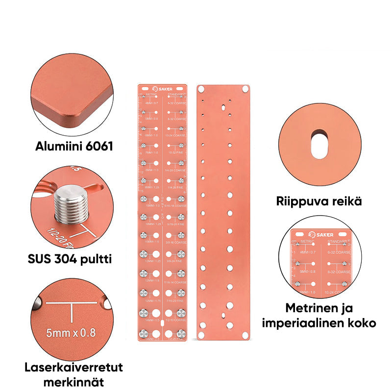 Multifunktionel orange gevindmåler, præcist værktøj til mænd, robust konstruktion, letvægts, 750g, bærbar.