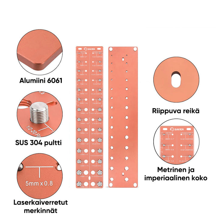 Multifunktionel orange gevindmåler, præcist værktøj til mænd, robust konstruktion, letvægts, 750g, bærbar.