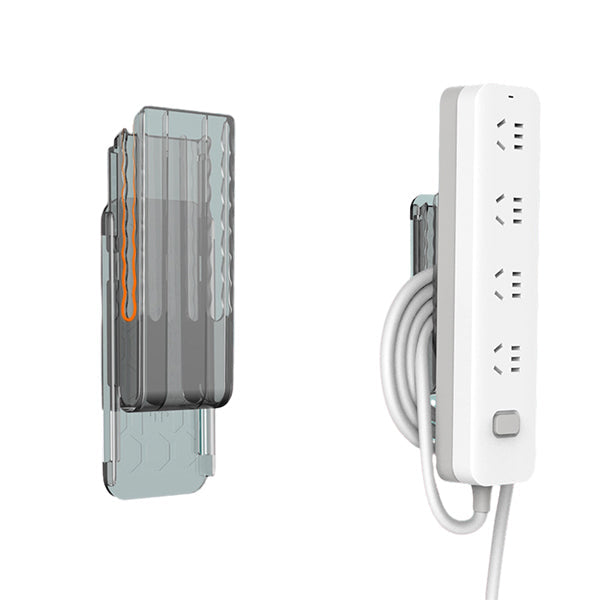 Multifunktionel stikholder, selvklæbende, hvidt PET-materiale, velegnet til ledninger og adaptere derhjemme.
