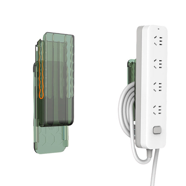 Multifunktionel stikholder, selvklæbende, hvidt PET-materiale, velegnet til ledninger og adaptere derhjemme.