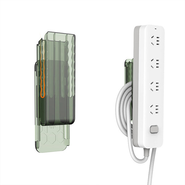 Multifunktionel stikholder, selvklæbende, hvidt PET-materiale, velegnet til ledninger og adaptere derhjemme.