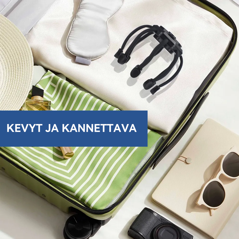 Multifunktionel hovedmassageapparat til mænd og kvinder, hvid, med otte vibrerende massagehoveder til afslapning.