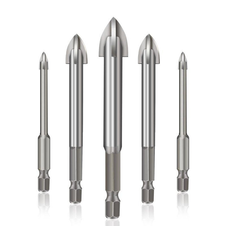 Multifunktionelt bor bits sæt, højkvalitets cementcarbid, borer effektivt i forskellige materialer, inkluderer 5 stk.