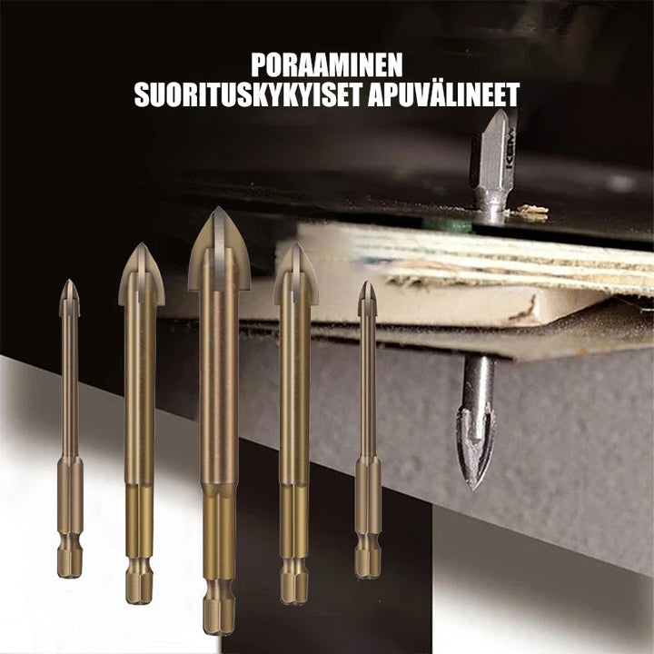Multifunktionelt bor bits sæt, højkvalitets cementcarbid, borer effektivt i forskellige materialer, inkluderer 5 stk.