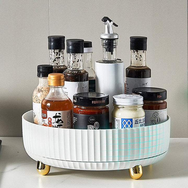 Monikäyttöinen pyörivä säilytysteline, valkoinen, vihreä ja oranssi, keittiöön ja kylpyhuoneeseen, tilansäästö, HIPS-materiaa