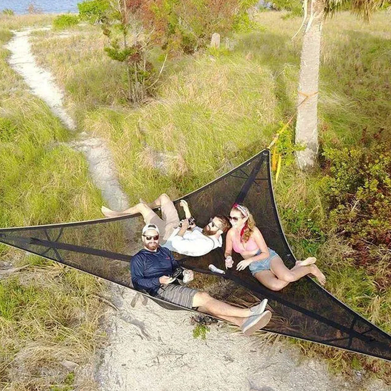 Alsidig hængekøje til udendørs brug, grøn og sort, størrelse 280x280x280cm, perfekt til camping.