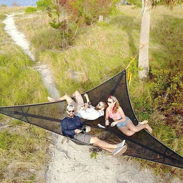 Alsidig hængekøje til udendørs brug, grøn og sort, størrelse 280x280x280cm, perfekt til camping.