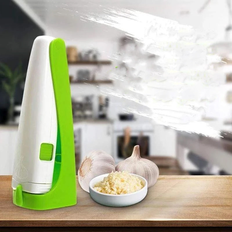 Multifunktionel hvidløgspresser i rustfrit stål, holdbart og ergonomisk design, køkkenredskab i rustfrit stål.