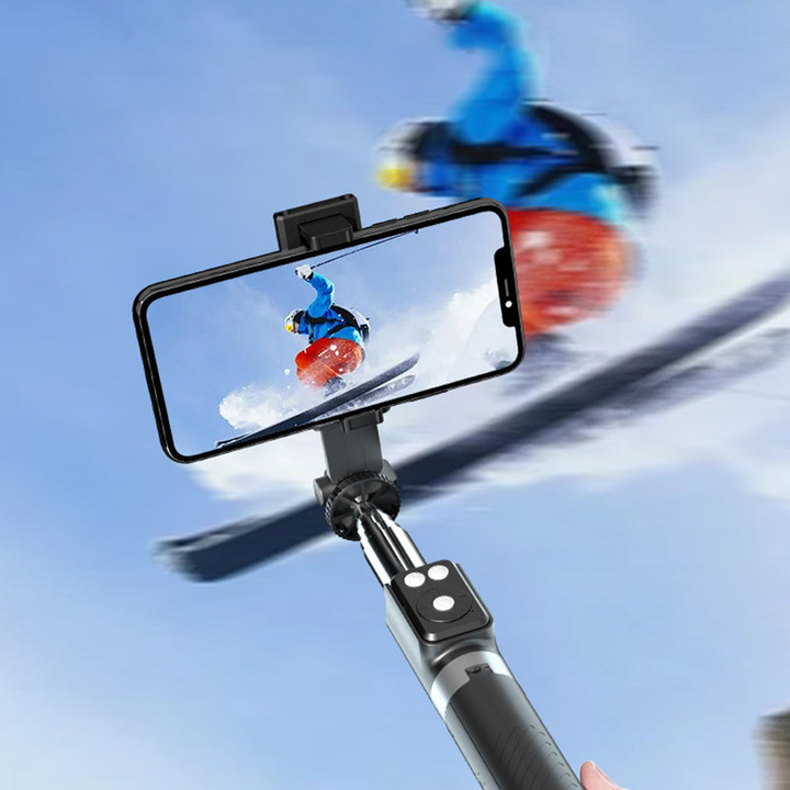 Multifunktionel selfie stick, fyldlys, Bluetooth, kompakt og let, justerbar længde, rustfrit stål, 360° holder