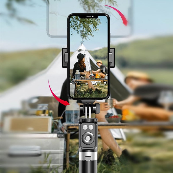 Multifunktionel selfie stick, fyldlys, Bluetooth, kompakt og let, justerbar længde, rustfrit stål, 360° holder