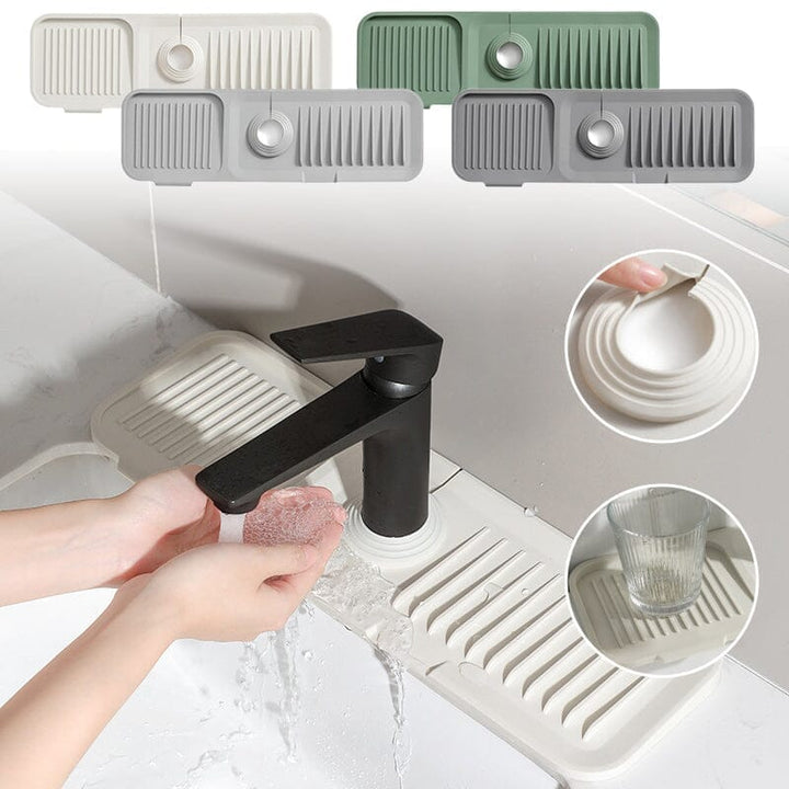 Multifunktionel silikonemåtte til køkken og badeværelse, moderne design, beige, grå, gule nuancer.