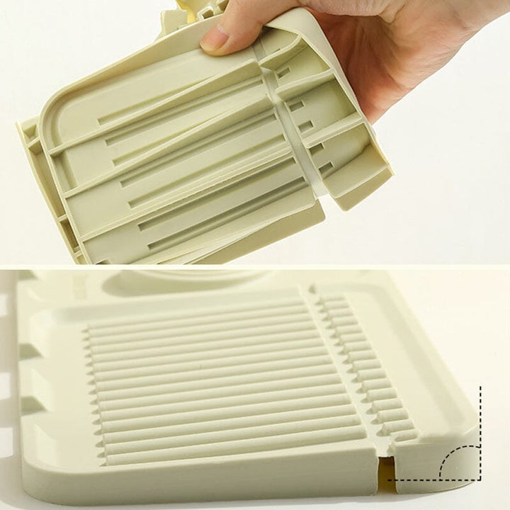 Multifunktionel silikonemåtte til køkken og badeværelse, moderne design, beige, grå, gule nuancer.