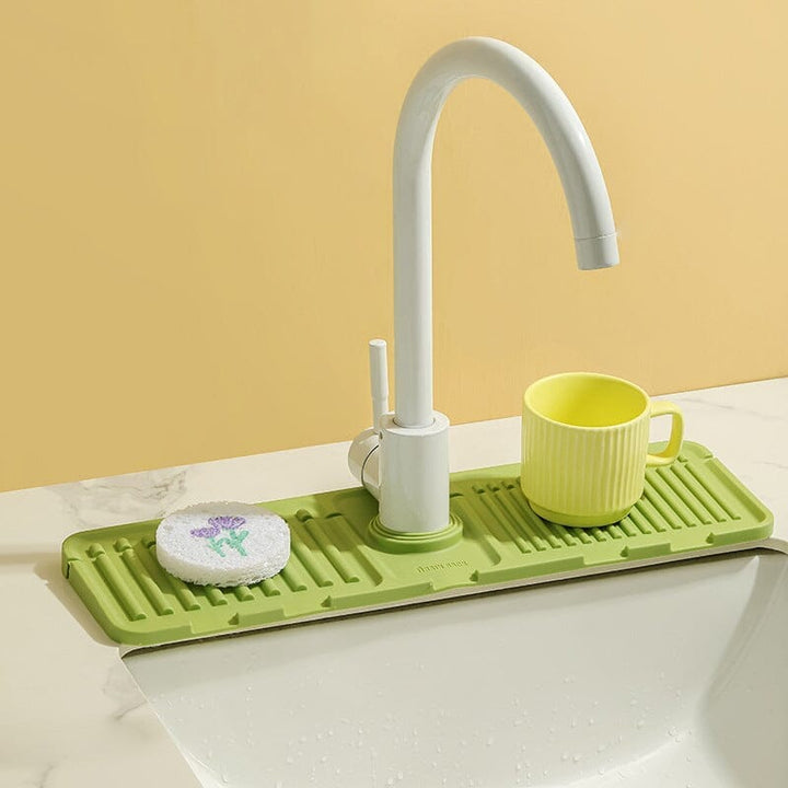 Multifunktionel silikonemåtte til køkken og badeværelse, moderne design, beige, grå, gule nuancer.