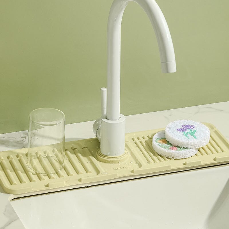 Multifunktionel silikonemåtte til køkken og badeværelse, moderne design, beige, grå, gule nuancer.