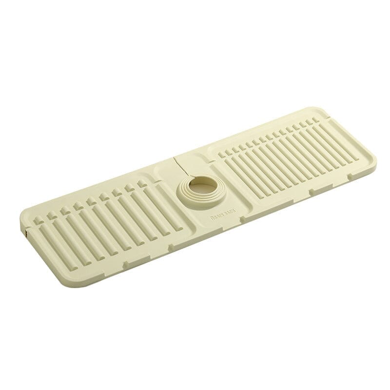 Monikäyttöinen silikoninen tyhjennysmatto keittiöön ja kylpyhuoneeseen, moderni muotoilu, beige, harmaa, keltainen sävyt.