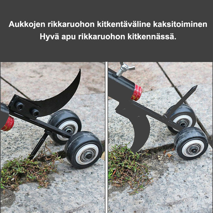 Multifunktionel stål ukrudtsfjerner i sort, fjerner nemt ukrudt med rod i haven.
