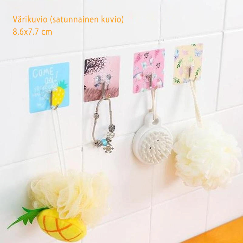 Multifunktionelle klare klæbekroge, minimalistisk design, velegnet til ophængning af køkkenredskaber og tøj.