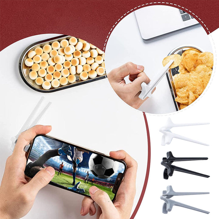 Multifunktionelle snack-pinde, grå, sort og hvid ABS-materiale, fingerringe gør det nemt at spise, innovativt