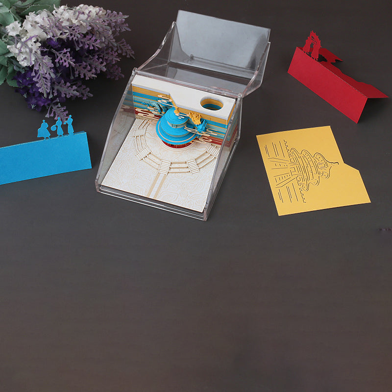 Alsidigt 3D-notesblok med 6 designs, der viser kunstværk lag for lag. Perfekt som gave. Holdbart.