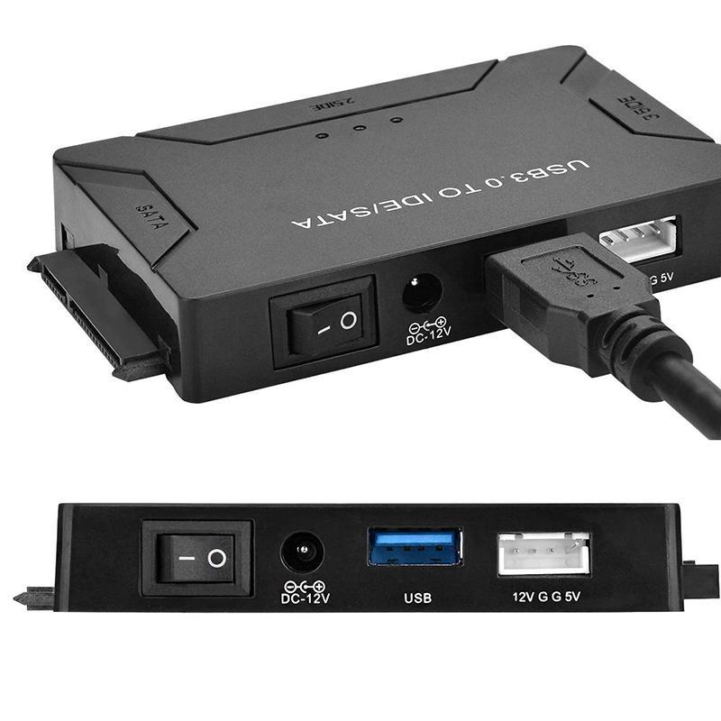 Alsidig USB-IDE/SATA-konverter til harddiske, kompakt design, understøtter 2.5/3.5 SATA og IDE. Hurtig 3-i-1 løsning.