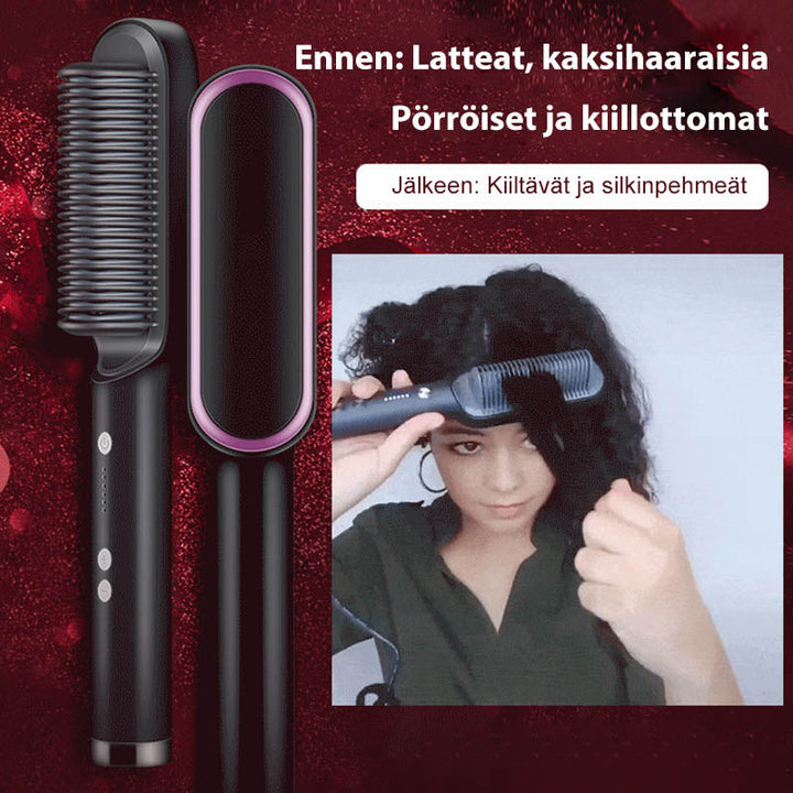 Alsidig glattejern kam til fint og krøllet hår, hvid og rød design, passer til alle hårtyper
