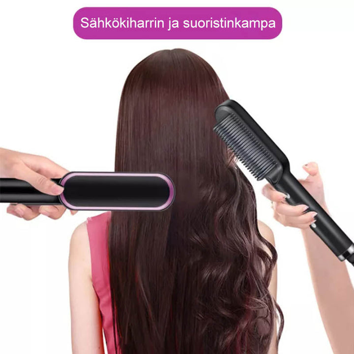 Alsidig glattejern kam til fint og krøllet hår, hvid og rød design, passer til alle hårtyper