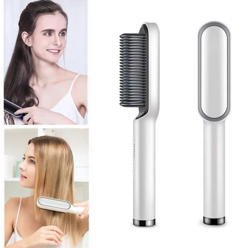 Alsidig glattejern kam til fint og krøllet hår, hvid og rød design, passer til alle hårtyper