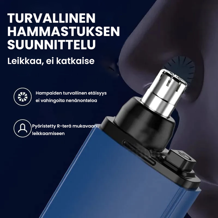 Alsidig bærbar næsehårstrimmer, sort og blå, stilfuldt design, til mænd og kvinder, skønhed og sundhed