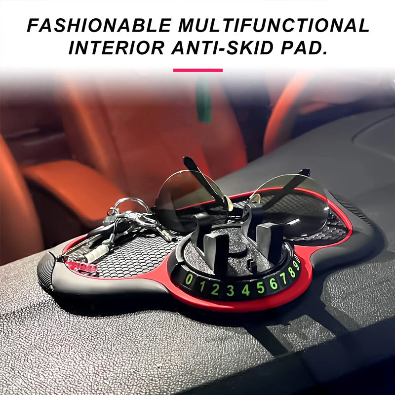 Multifunktionel antiskrid bilmåtte med telefonholder, sort, integreret i instrumentbrættet, moderne design, bil & værktøj.