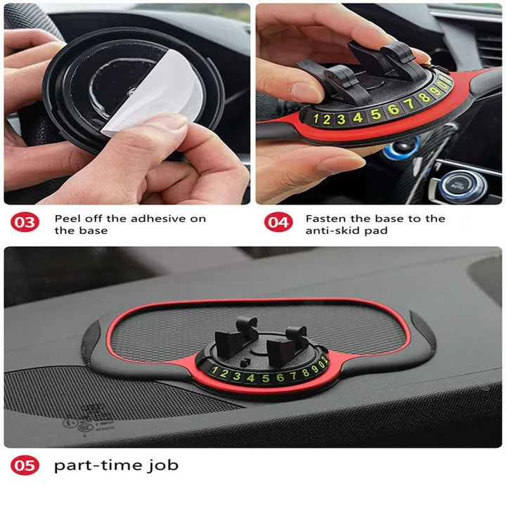 Multifunktionel antiskrid bilmåtte med telefonholder, sort, integreret i instrumentbrættet, moderne design, bil & værktøj.