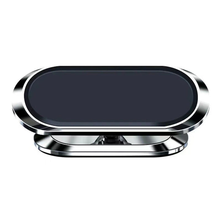Universaali magneettinen puhelinteline autoon, säädettävä kiinnitys, minimalistinen muotoilu, turvallinen ajokäyttöön.